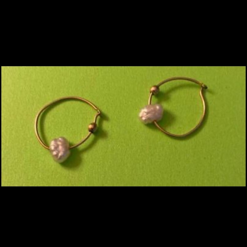 Little Gold Hoops With Little Pearls